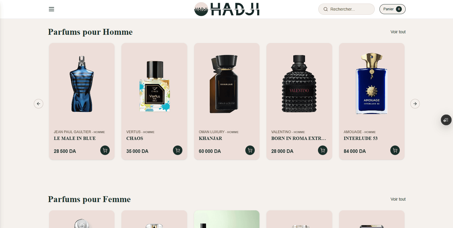 Aperçu du projet Hadji Parfums